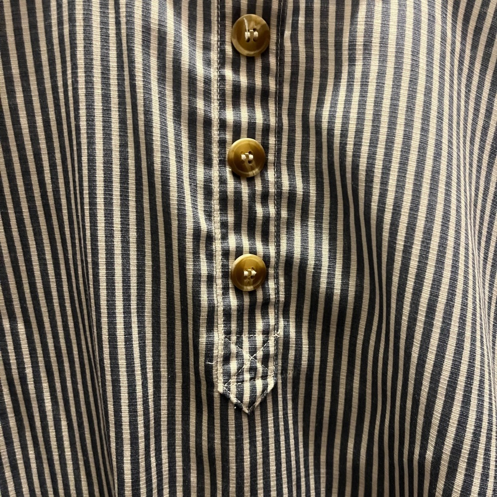 E & M Navy Striped Button-Front and Back Blouse - Picture 3 of 9